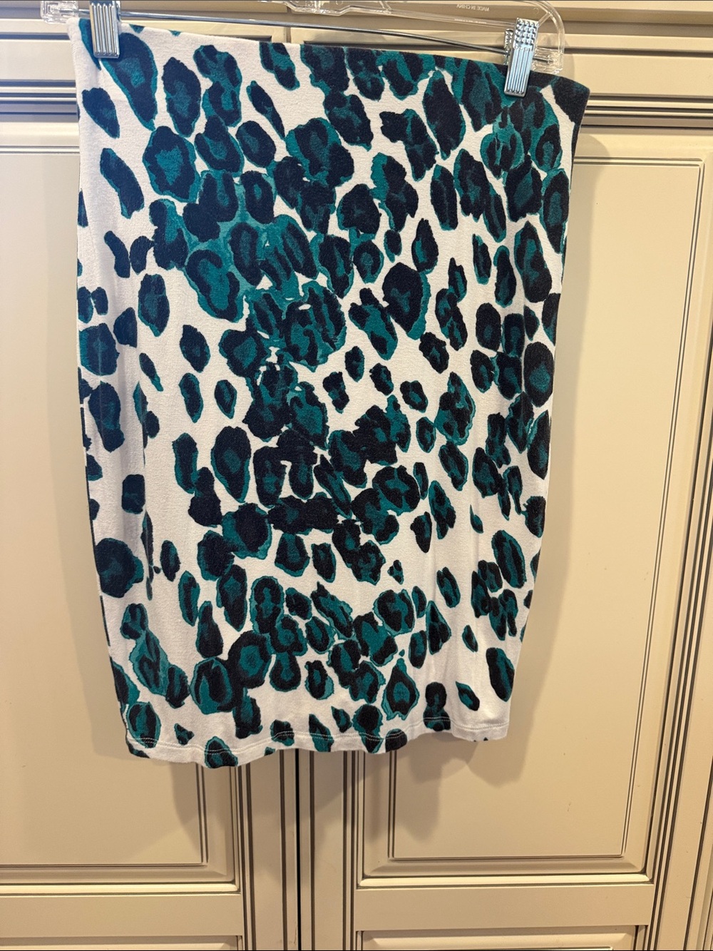 Karen Kane Teal and Black Animal Print Pencil Skirt